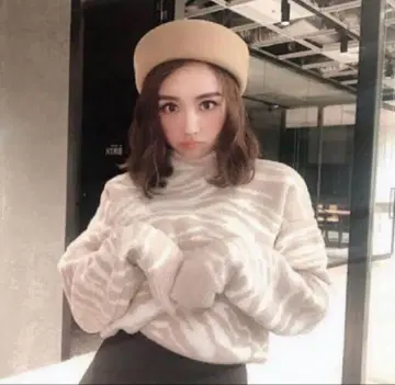 eimy istoire 제브라 자카드 숏 니트 풀오버