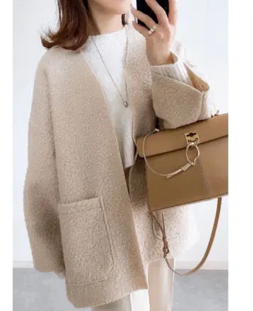 NOSTALGIA ZOZO 한정판 페이크 울 가디건 자켓