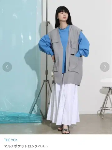 THE YOn 멀티 포켓 롱 베스트 그레이 미사용 택 포함