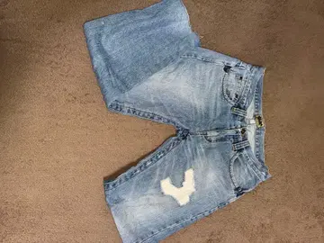 빈티지 데미지 가공 라이트 블루 데님 L 사이즈