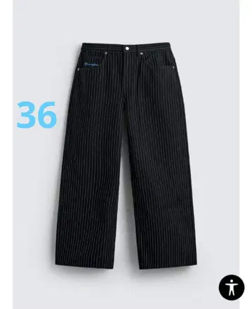 CHAMPION x ZARA 스트라이프 배기 핏 청바지 36