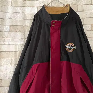 나일론 자켓 USA제 자수 로고 블랙 보르도 XL
