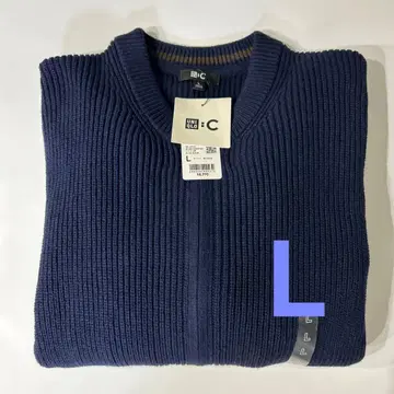 [ 새상품 ] 유니클로C 크루넥 풀 집업 가디건 네이비 L