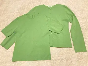 캐시미어 100% 반팔 둥근넥 니트 + 긴팔 가디건 앙상블