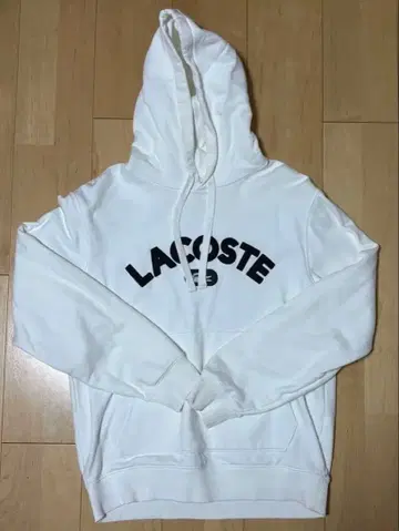 LACOSTE 로고 화이트 후드티