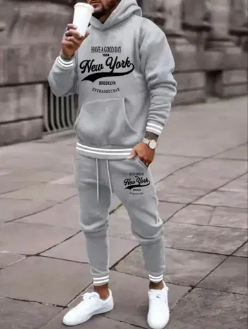 [ 새상품 New York 로고 ] 맨투맨 셋업 그레이 후드