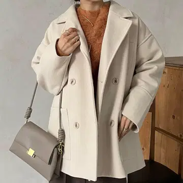 새상품급 [ 제본 ] ( F ) 페이크 울 더블 자켓 아이보리