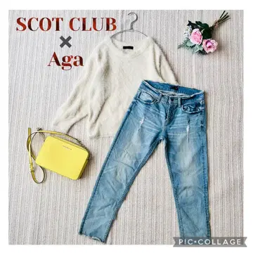 [SCOT CLUB & Aga] 샤기 니트*데미지 데님*2점 set