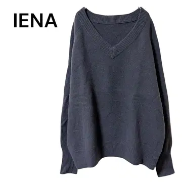 [ 이에나 ] F 울 캐시미어 다크 그레이 니트 V넥 심플 긴팔