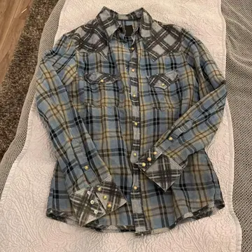 BACKLASH 체크 무늬 플란넬 셔츠 돈피 콤비