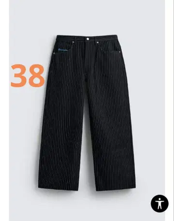 CHAMPION x ZARA 스트라이프 배기핏 청바지 38