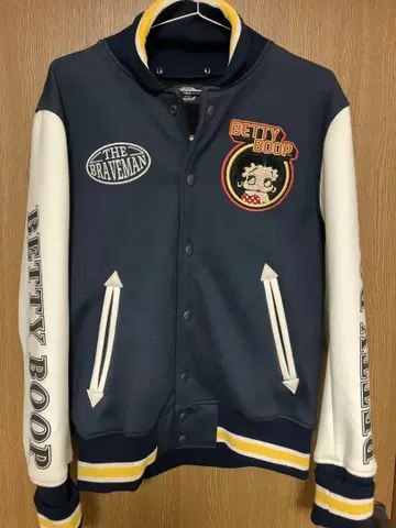 BETTY BOOP 미스터 브레이브맨 콜라보 바시티 자켓 네이비/화이트