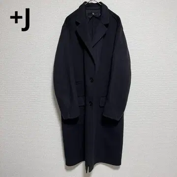 컨디션 최상 유니클로 +J 질 샌더 캐시미어 블렌드 체스터 코트 블랙 M