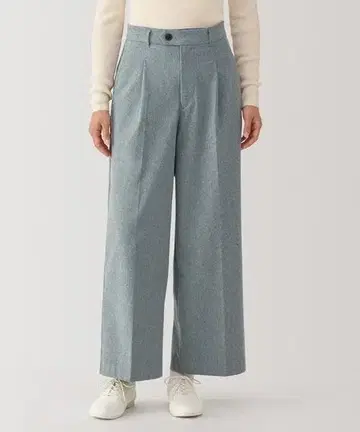 MUJI 스트레치 기모 턱 와이드 팬츠 M 그레이 인심 약 64