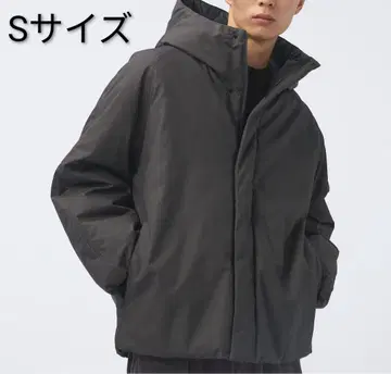 유니클로 U 퍼프테크 볼륨 후드티 S 다크 그레이