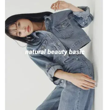 미사용 새상품 내추럴 뷰티 베이직 숏 데님 자켓