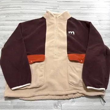 플리스 자켓 브라운/베이지 하프 지퍼