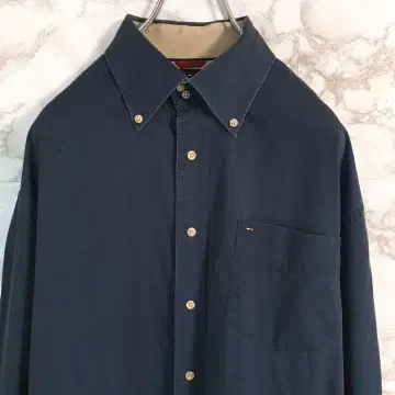 [놈코어] 타미힐피거 원포인트 자수 BD 셔츠 네이비 L