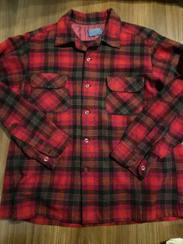 70s 펜들턴 보드 셔츠 레드 x 블랙 x 그레이