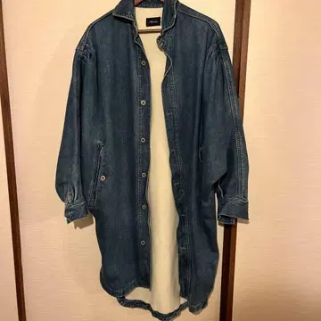 MELANGE 데님 롱 자켓