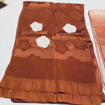 브라운 꽃무늬 자수 오비 장식 천