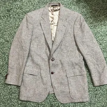 해리스 트위드 테일러드 자켓 그레이 계열 체크 80s