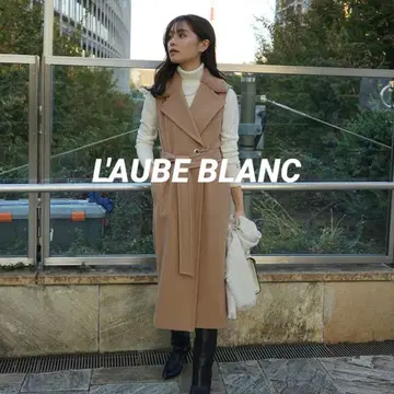 택 포함 새상품 로브 블랑 울 롱베스트 코트 카멜