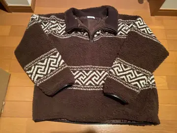 브라운 플리스 자켓 집업 기하학 패턴