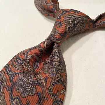 [ 레어 페이즐리 미사용 새상품 ] 브룩스브라더스 넥타이 오렌지 브라운