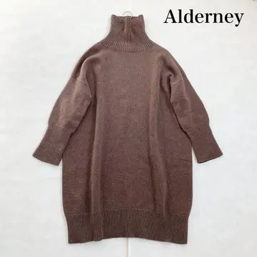 알다니 이에나 터틀넥 원피스 니트 브라운 루즈핏