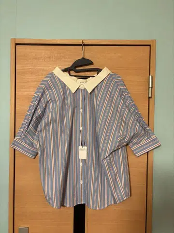 MOUSSY 스트라이프 5부 소매 셔츠