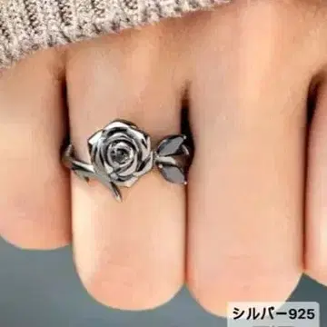 실버 925 장미 모티브 반지 케이스 포함