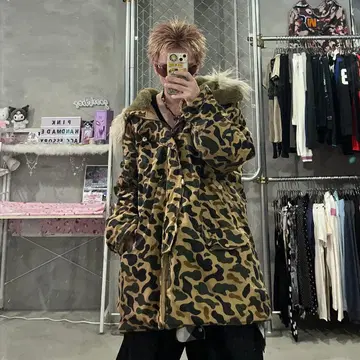 퍼 카모플라주 y2k 다운 자켓 코트 헤이세이
