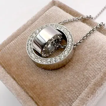 스와로브스키 목걸이 Dextera 더블 서클 실버 톤