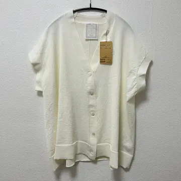 BEARDSLEY 반소매 판초 가디건 화이트 비어즐리