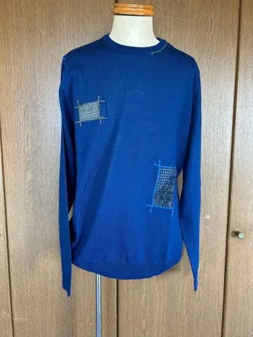 KOON 이탈리아 브랜드 남성용 네이비 니트 자수 패턴 새상품 택 포함