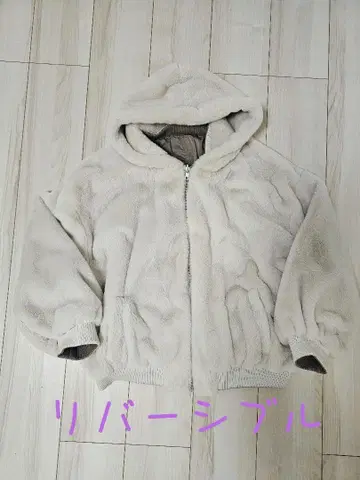 리버서블 무스탕 후드 자켓 크림색 브라운