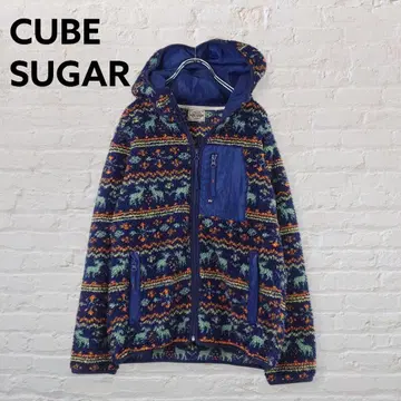 큐브 슈가 보아 플리스 후드티 M 올 패턴 겨울 블루종