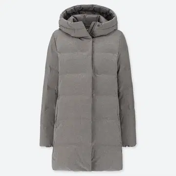 유니클로 심리스 다운 숏코트 다운 자켓 그레이 S