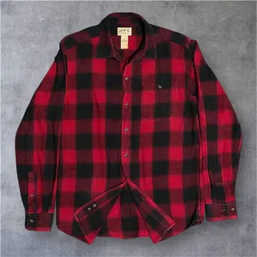 구제 의류 옴브레 섀도우 체크 플란넬 셔츠 레드X블랙 S