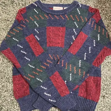 St. John's Bay 기하학 패턴 니트 스웨터 L 90s