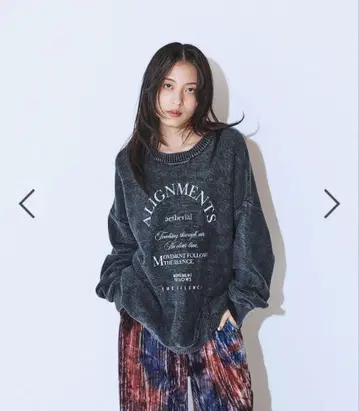 지나시스 아치 MIX 로고 니트 풀오버 블랙 계열 JEANASIS