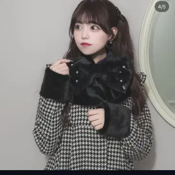 피움 빅 리본 펄 퍼 티펫 블랙 머플러 미개봉 새상품