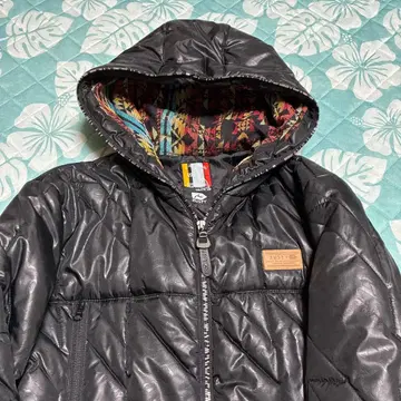 RUSTY 남성용 블랙 다운 자켓 후드 부착 XL