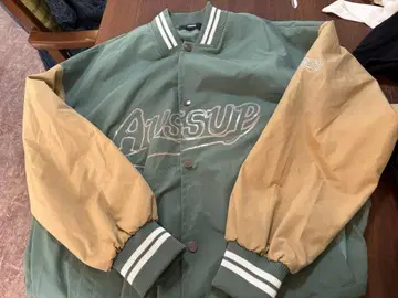 SEEK 바시티 자켓 그린/베이지