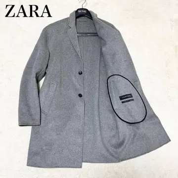 ZARA 울 체스터 코트 컷오프 라이트 그레이 광택 롱 기장