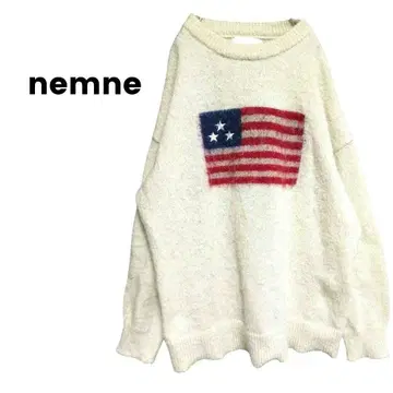 [넨네] 오버사이즈 니트 모듬 모티브 스웨터 국기 보송보송 M