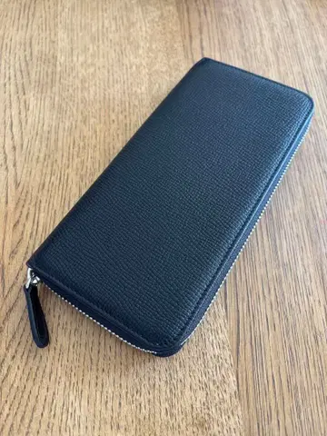 블랙 장지갑 소가죽 라운드 지퍼