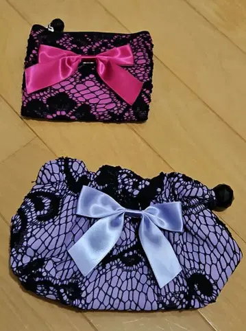 레이스 파우치 2종 세트 ( 핑크 보라색 )