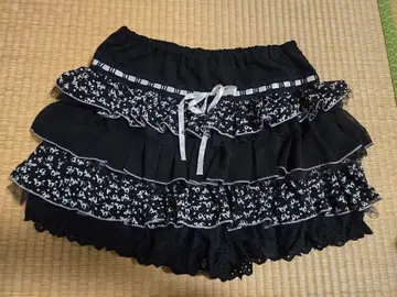 ALGONQUINS 프릴 미니 큐롯 스커트 블랙 (고양이 패턴)